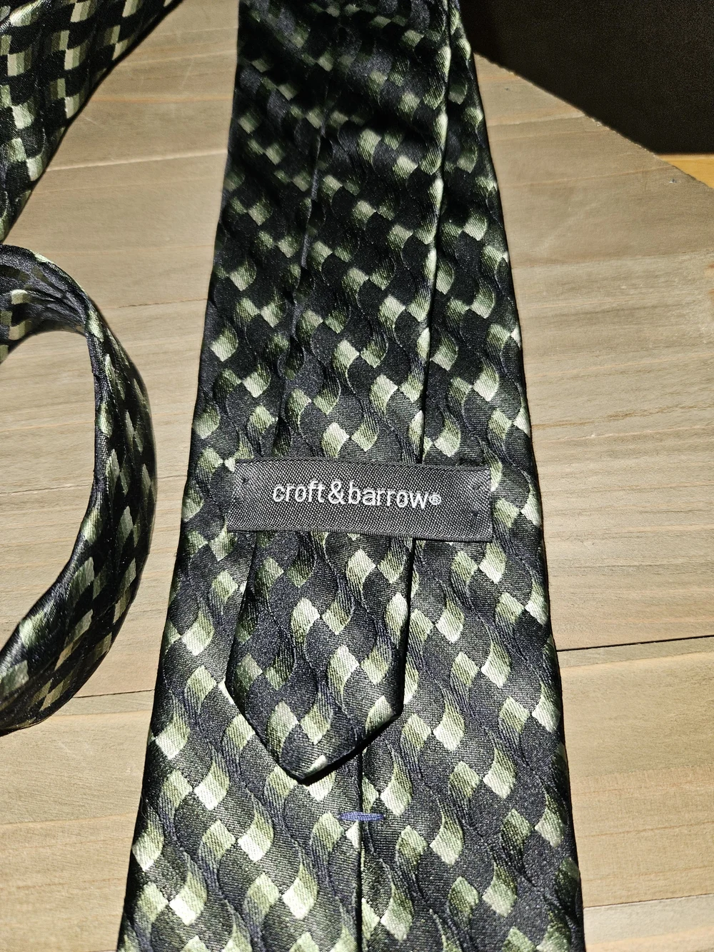 Geometric Olive & Cream Men's Tie by Necktie (Unbranded)